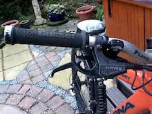 hayes 9's, gusset grips, deore shifters (xt mech)