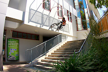 Wall ride to gap down stairs landed at the bottom of the stairs 2nd attempt. So stoked on this photo
Video 
http://vimeo.com/35888368