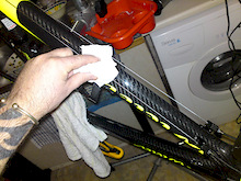 Clean the frame thoroughly, no dirt, grease, oil, GT 85 etc....preferably work on a new frame. I'm trying a carbon road bike for the first time so a little nervous? Heli-taping the frame takes time, but will add value to your bike on re-sale, shows that it's been looked after, sell your bike as if you are the buyer? keep it clean and well looked after....difficult with a downhill bike, but I have seen some bad bikes....cable rubs, dents, dings etc....yes it's all part of the sport, but would you like to buy a used bike/frame protected and looked after, or needing a £150 re-spray???