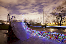 Taped some battery fairy lights to my front wheel, and put a bike light on my bars for some light painting... this is a air to fakie..

check out some more of my photography here: http://www.flickr.com/photos/ric-row/