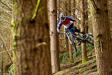 Luke Strobel's World Cup Pivot Phoenix being test ridden on Luke's training trails in Cascadia, WA. The Phoenix features a triple butted 6000 series aluminum front triangle mated to a one-piece cold forged rear swing arm. In essence, it's elegant like a samurai sword, but is as brutally stiff and efficient as a machete on the trails.