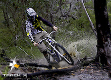 Josh Pollock is a talented rider from Sydney Australia, currently competing in the NSW State Series. He is proudly supported by Track-X. Track-X clothing was launched in 2008 by a group of Australian DH riders looking to produce mountain bike specific apparel. Since its beginning TRACK X has developed into “Australia’s MTB brand.” © Daniel Southey