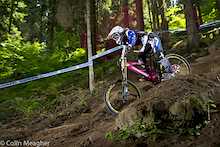Tracy Hannah gushed over the track yesterday, mistakes in qualifying cost her the top qualifying position. She likes it steep, though; in '07 she killed it in Champery and Schladming. Look to see Mik's sister crank it up a gear for another podium position. Although she may be forced to give up the leader's jersey.