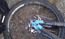 Broken disk (Clearly) Bearings were crushed, and ripped a few pins out of my hub... thank god!