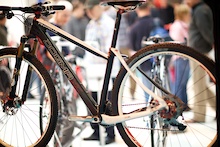 One of the bigger Road brands Pinarello had this interesting little XC rig on display,look at the seatclamp!