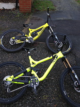 IPhone 5 camera just doesn't justify how bright the neon yellow is so heres a shot of my Commencal Meta SX and my brothers Transition TR250