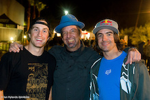 There were a number of action sports celebrities on hand, Mike Redding, head of Mountain Bike Marketing, poses with Tyler McCaul and Ronnie Renner.