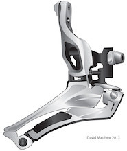 This is a close up Illustration of a front Derailleur. This is for a Drawing that I am working on of a design for a graphics package. This was created in Adobe Illustrator.