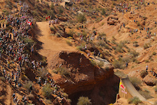 Cam McCaul hits the huge canyon gap at Rampage 2012