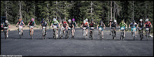 Women start the Blitz near Mt Bachelor, Oregon. Look at the elbows flying after the first few cranks chasing after the $500 holeshot prize.