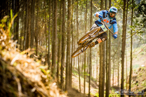 Richie Rude boosting one of the final jumps. This could be the weekend for the hard riding American junior. Richie Smash!