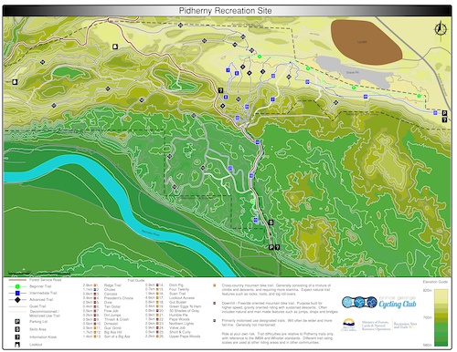 New map of the Pidherny Mountain Bike area.  Message for high-res copy is you like.
