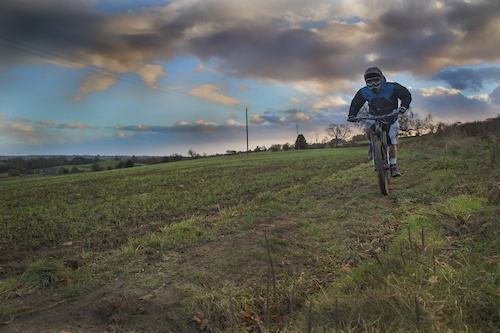 Self-portrait of myself riding through the fields near Duffield, UK.