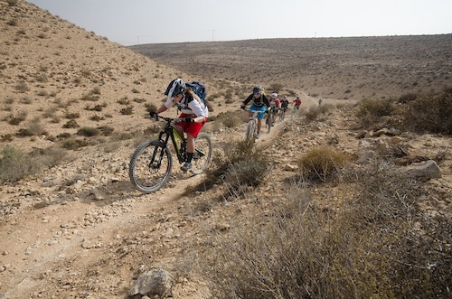 Sarah leads the crew up a climb on the Halukim trail in Sde Boker. Ilan Sachim photo
