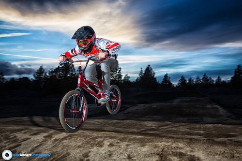 Jaden Sequeira with a little high-speed nose tap at the newly remodled High Desert BMX track in Bend, Oregon
www.mikealbright.com