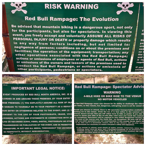 Signage to warn people of the dangers at Rampage