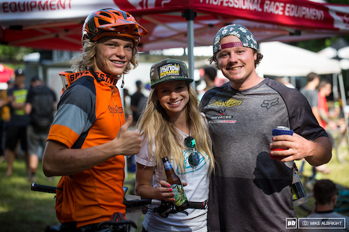 Cody Kelley, Rachel Throop and Kyle Strait, post-race and all smiles.