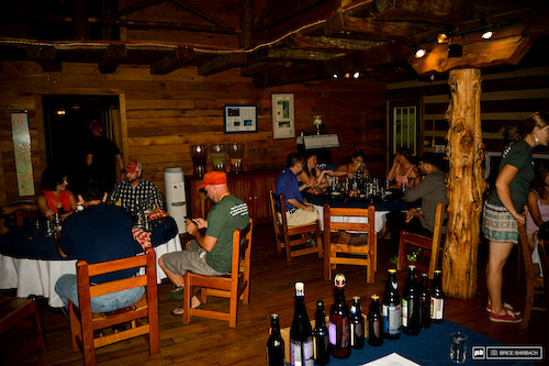 Beer tasting in the main lodge at Wilderness Adventure.