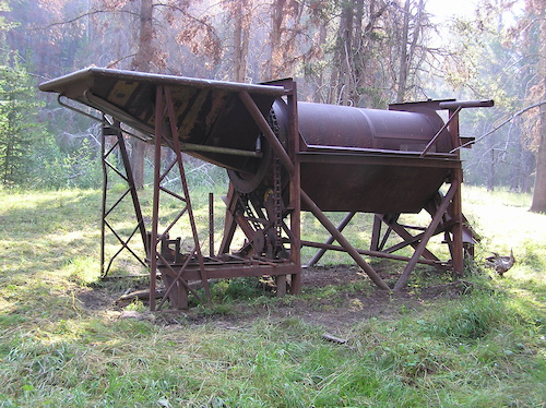 Abandoned mining equipment along the trail