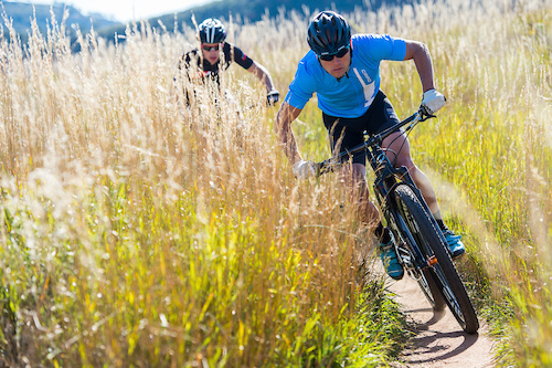 Brad Cole and Cormac Dunn ride the Niner Bikes AIR 9 RDO on the Nomad Trail near Fort Collins, Colorado.