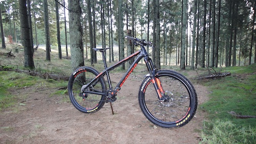 Dartmoor Hornet with new parts, new Rockshox Reverb Stealth with 150mm drop, New 2014 Sram X0 trigger with custom paint job, new Garmin 510 GPS on a Sram mount and a new Maxxis Ikon Exo EXC rear tire, Mucky Nutz fender bender for the bad weather