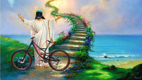 For his B-Day satan got my bro Steezus a demo, here is steezus yelling at road bikers after owning a super long staircase