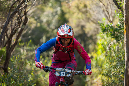 Steffi Teltscher races down the prologue during the first stop of the European Enduro Series in Punta Ala, Itali, on April 25, 2015. Free image for editorial usage only: Photo by Antonio Lopez Ordonez.
