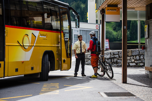 Switzerland is well known for Watches and Chocolate, but it hast also one of the best public transportation system in the world. Most of the busses have permanent bike rags.