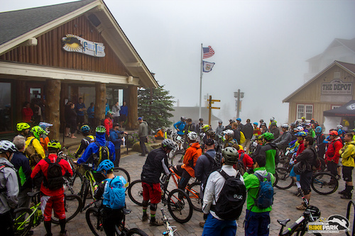 The rain stopped just long enough to get to 10am rider meeting under way.