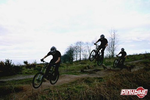 Sequence shot over the new double on the Red DH course at cannock chase
