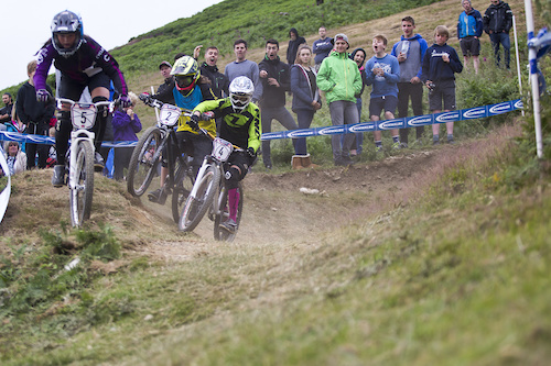 Battling it out bar to bar elbow to elbow to get through to the finals during The Schwalbe British 4X National Championship at Moelfre Hall, Moelfre, United Kingdom. 11July,2015 Photo: Charles Robertson