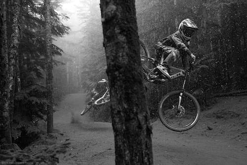 Thomas Vanderham, Finn Iles at Whistler Mountain Bike Park for the dirt blizzard segment of Unreal by Anthill films.