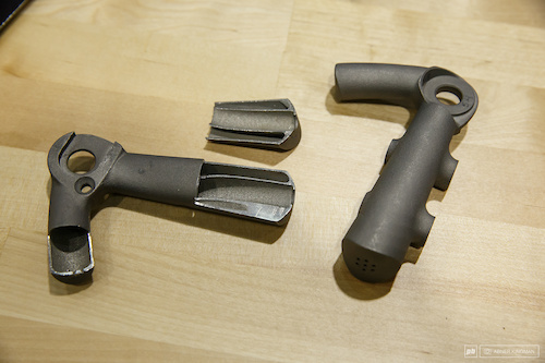 Moots was showing off some 3D printed titanium dropouts.