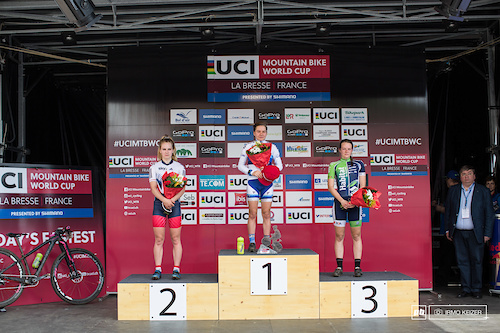 Your women's U2e podium, another win for Sina Frei, second for Evie Richards and third for Anne Tauber.