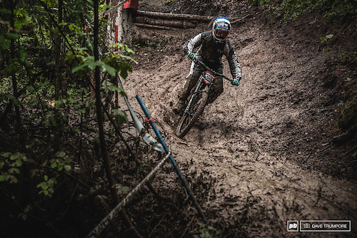 Alex Marin floats through the river of mud near the top of the woods.