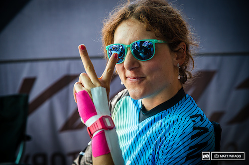 Ines Thoma has some slightly sore ligaments in her wrist, but she was feeling good to race this morning.