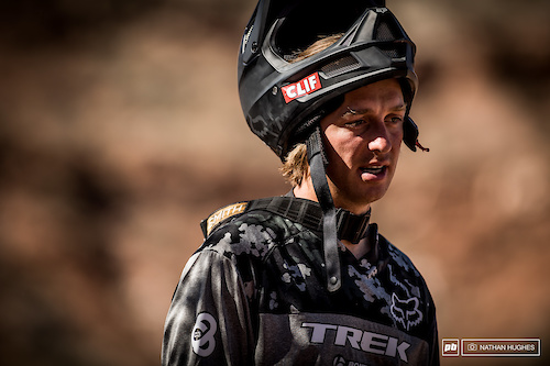 Rheeder pausing for thought in the middle of a long day of hard laps under the Utah sun..