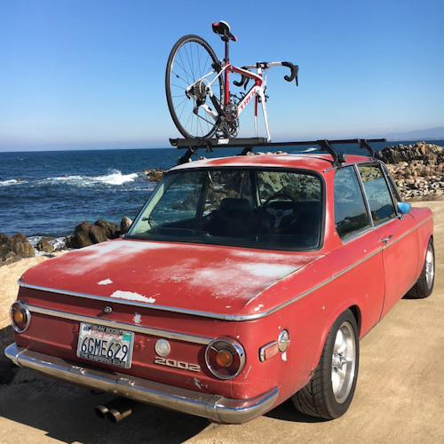 Three of my favorite things - My 1970 BMW 2002, My 2013 TREK Domane and the Ocean.  

I am Parked along Monterey Bay in Pacific Grove, CA. 1.16.2017
