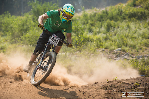 Brenden Boyer getting just a little too loose on a flat and dusty corner on Berserker (Cat 1 Men 19-29).