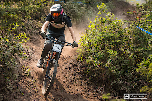 Layton Meyers traded in his enduro bike for the weekend and laid down some fast times on his downhill bike to seed second (Cat 1 Men 0-18 ).