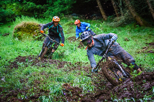 When it’s this muddy, you can hardly steer. You just have to follow the tracks and stay on the bike.