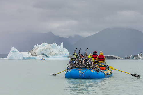 Darren Berrecloth, along with Tyler McCaul, Carson Storch and their guide Mike Neville paddle through Alsek Lake in the Tatshenshini-Alsek Provincial Park in British Columbia, Canada on September 8, 2016.