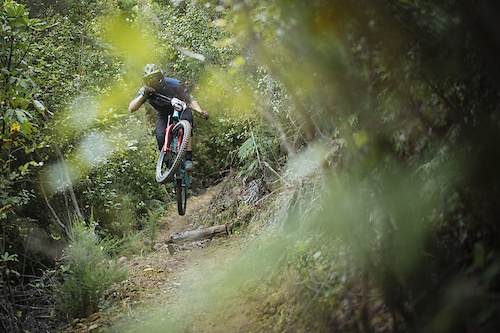 Mike Kazimer from Pinkbike boosts with style.