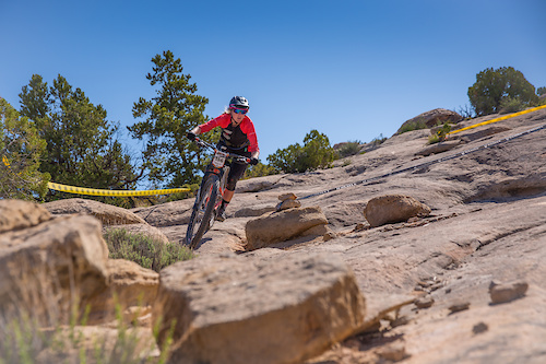 Ileana Anderson races the Pro division in Round 1 of the 2018 SCOTT Enduro Cup presented
by Vittoria in Moab, UT on May 5, 2018. Photographer: Noah Wetzel, courtesy of Enduro Cup