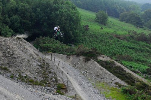 Solid rider Sam Dale pinning the 'Atherton Gap' near Bala on his Mission 9.

One of the scariest photos I've ever taken - I didn't want to ask him to do it again just for the camera!

The gap looks bigger in real life!  Full story here : http://www.gravity-slaves.co.uk/?a=475