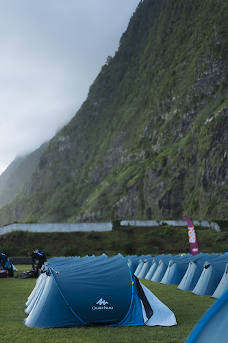 Campsite where the day began under the huge cliffs of the north coast.