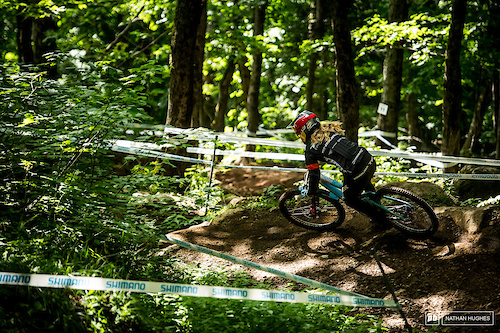 Rachel Atherton is up some 14 seconds on Myriam Nicole but has 2.5 to find to catch Seagrave tomorrow.