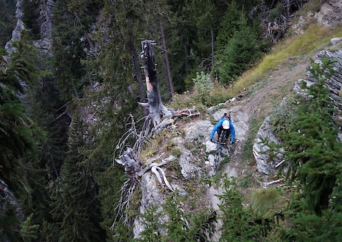 Playing about in the Verbier Bike Park on a day off from guiding. Don't fall right...