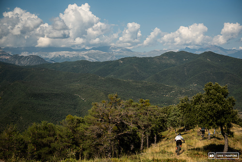 Most of Stage 5 is out in the open with views of the Pyrenees off in the distance.