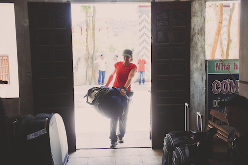 Rebecca Rusch carries her bag along the Ho Chi Minh Trail for the feature film project 'Blood Road' in Vietnam, Laos, and Cambodia in March, 2015. // Josh Letchworth/Red Bull Content Pool // AP-1UD72PEGD1W11 // Usage for editorial use only // Please go to www.redbullcontentpool.com for further information. //